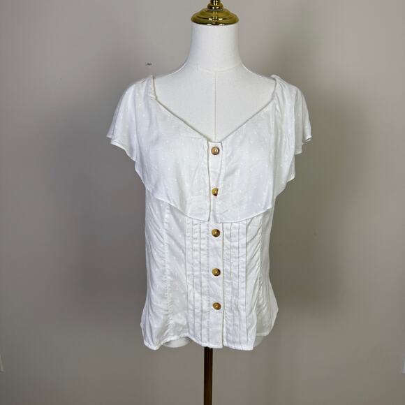 Maeve Anthropologie Eloise Swiss Dot Ruffled Blouse Top US Women’s 4 - Picture 2 of 7